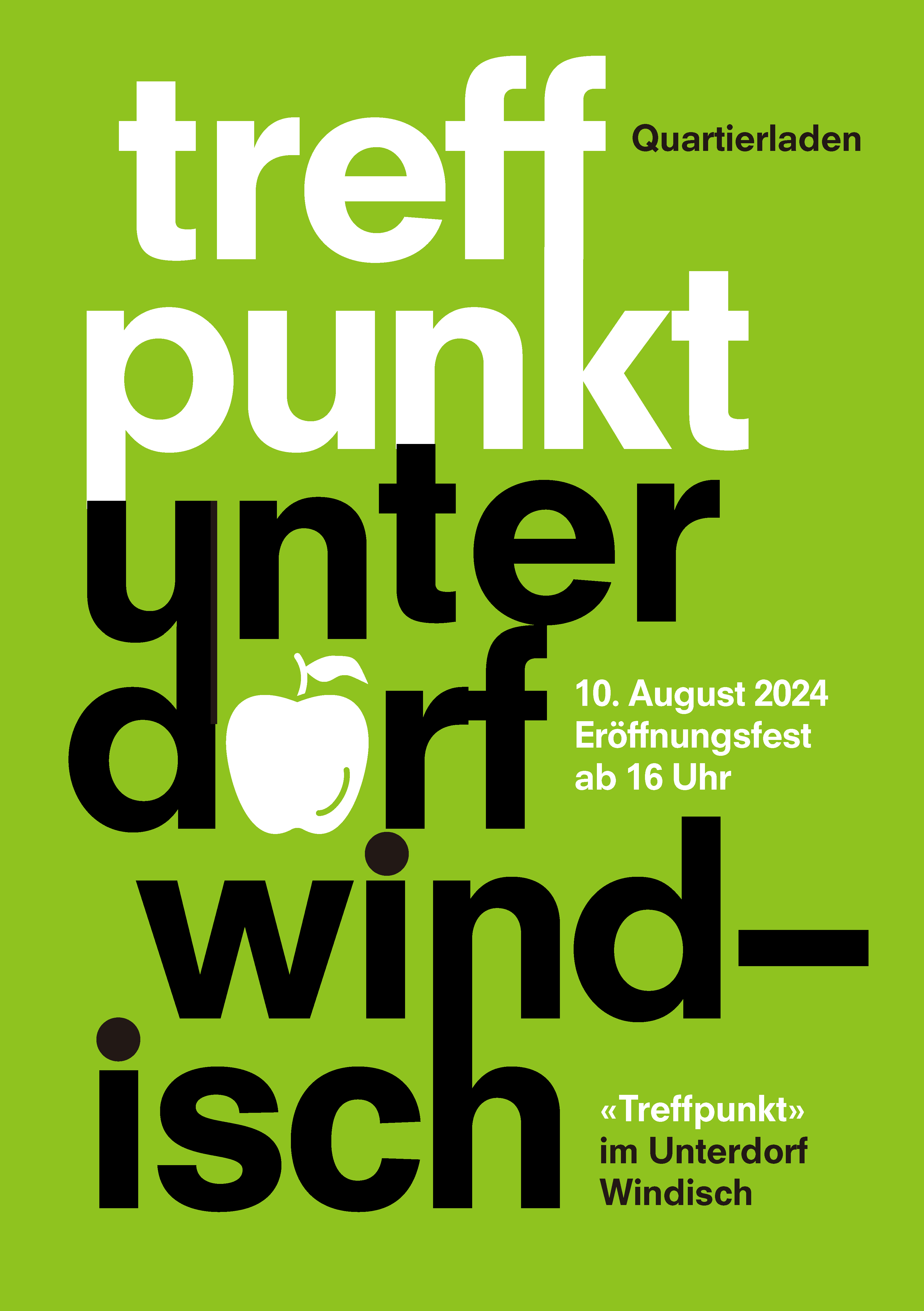 Flyer zur Wiederöffnung des Treffpunkt Quartierladens am 10. August 2024